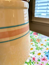Load image into Gallery viewer, Pink and Blue Striped Canister by McCoy
