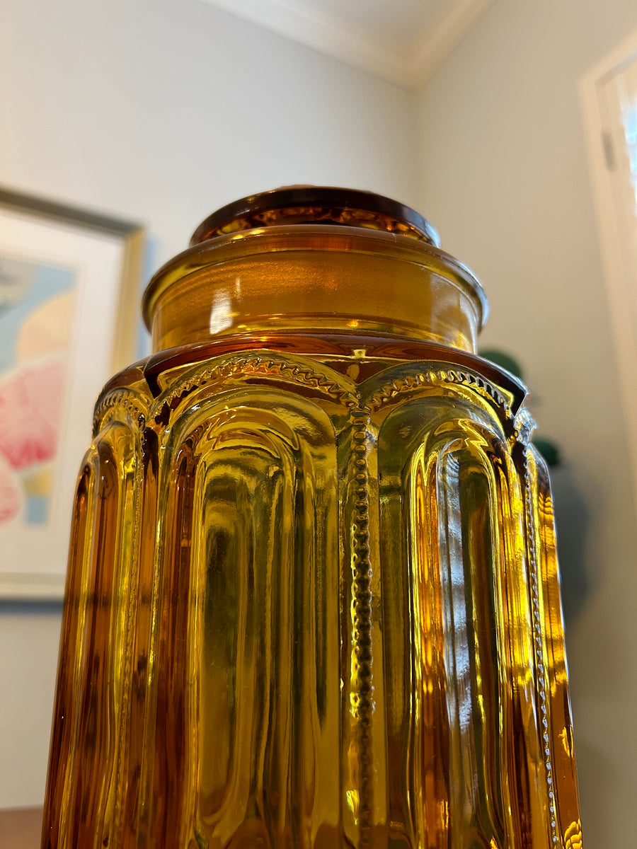 Large L.E. Smith 'Moon and Stars' Amber Canister – RockinRelics.com
