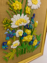 Load image into Gallery viewer, Floral Crewel Embroidery Wall Hanging- 1970's
