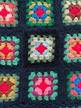 Load image into Gallery viewer, Navy/ Multi-Colored Granny Square Blanket