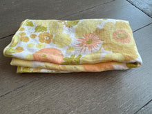 Load image into Gallery viewer, 1960's Linen Tablecloth in Mod Yellow Floral Pattern