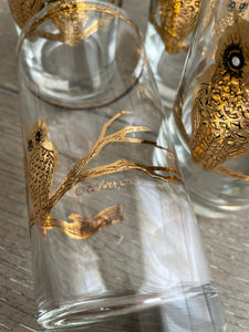 22 KT Gold Owl Highball Glasses by Culver