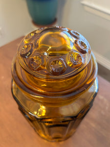 Large L.E. Smith 'Moon and Stars' Amber Canister