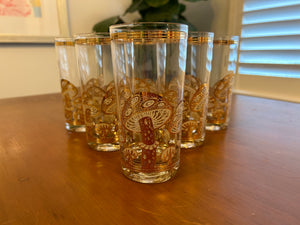 Gold Mushroom Highball Glasses by Culver