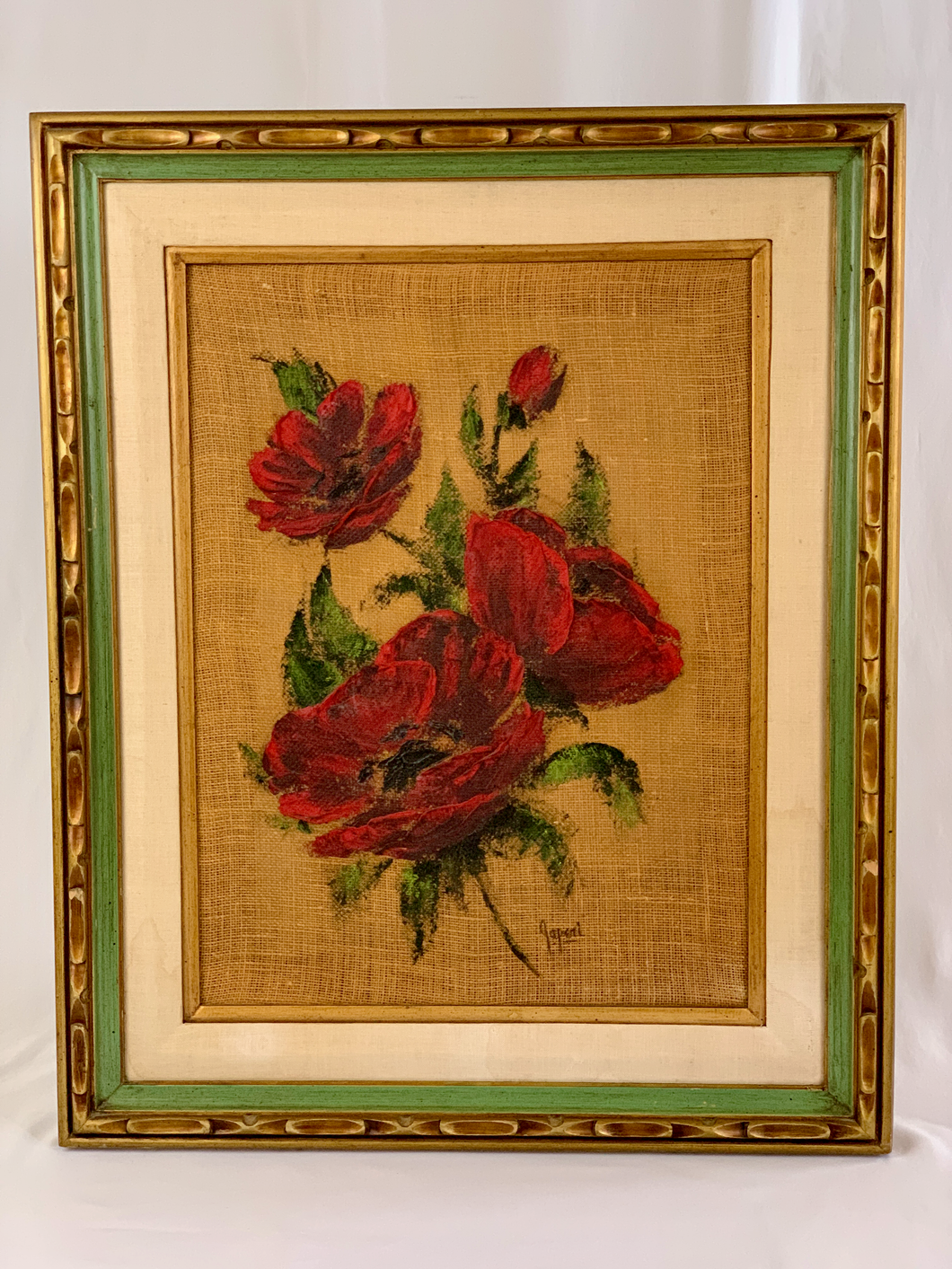 Original Poppies Painting with Frame