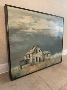 1984 Original Rustic Painting of House in Field