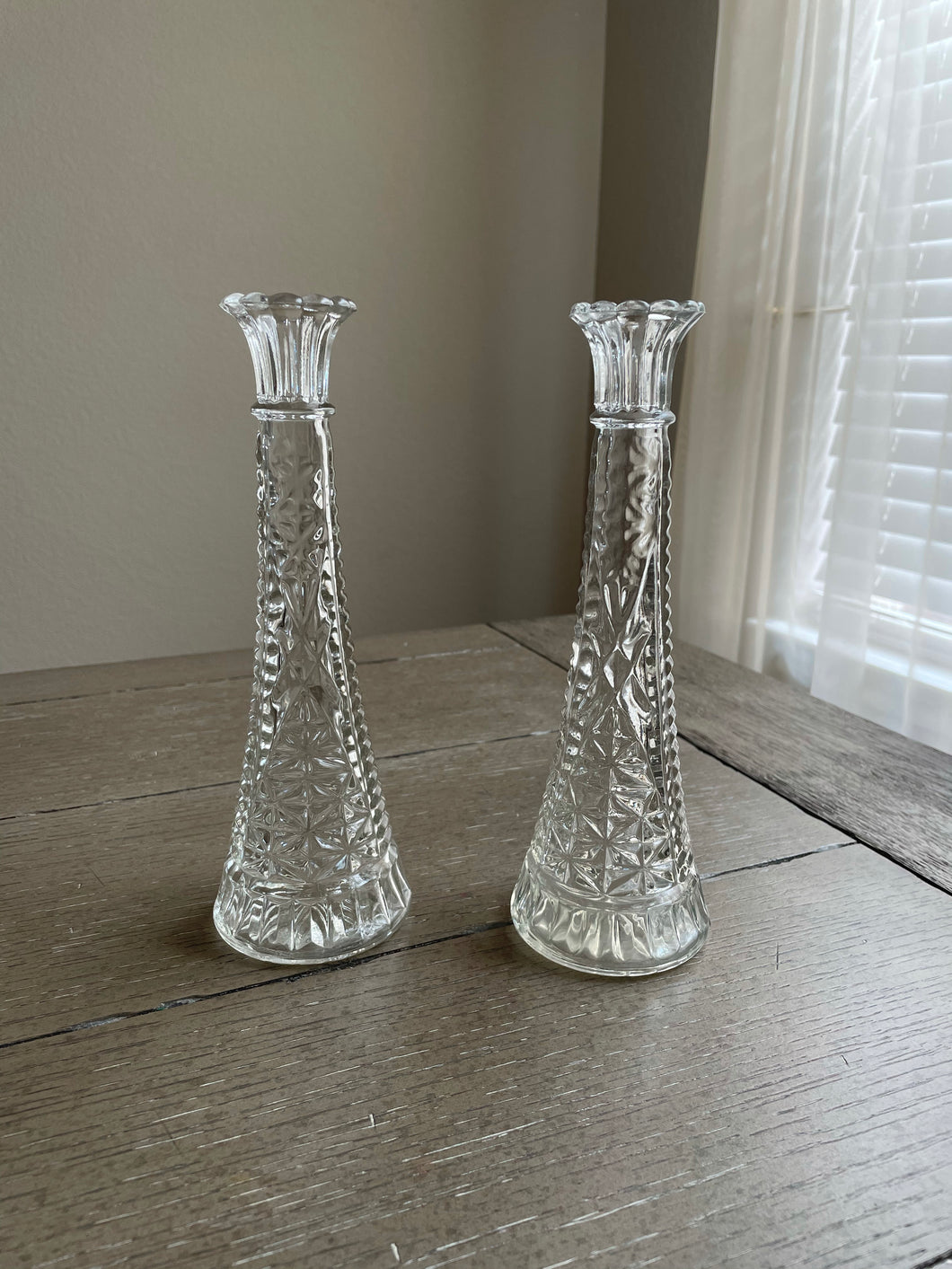 Vintage Etched Glass Vases
