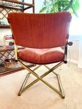 Load image into Gallery viewer, MCM Milo Baughman for Cal-Style Brass and Wood Director Chair
