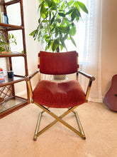 Load image into Gallery viewer, MCM Milo Baughman for Cal-Style Brass and Wood Director Chair
