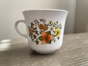 Set of 7 Vintage Floral Coffee Mugs by Corelle