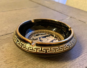 MCM Black & Gold Greek Ashtray by Stakias P.