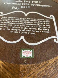 Christmas Wall Plaque by Anri Company, 1974