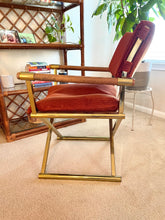 Load image into Gallery viewer, MCM Milo Baughman for Cal-Style Brass and Wood Director Chair
