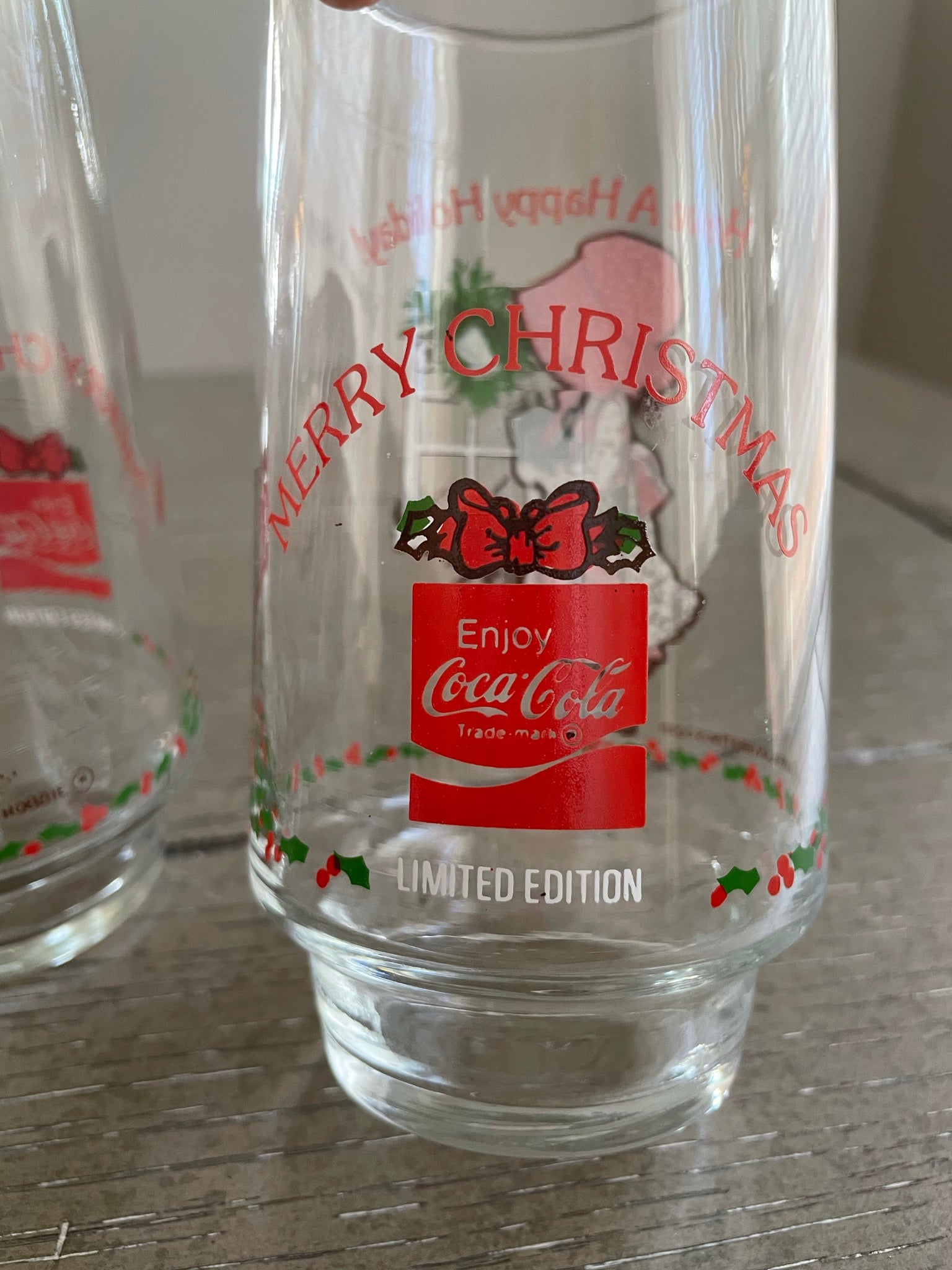 Vintage Holly Hobby Coca Cola Christmas Drinking Glasses Set Of 2