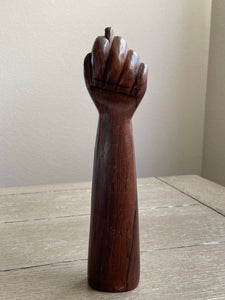 Vintage Wooden Fig Hand Gesture Sculpture