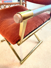 Load image into Gallery viewer, MCM Milo Baughman for Cal-Style Brass and Wood Director Chair
