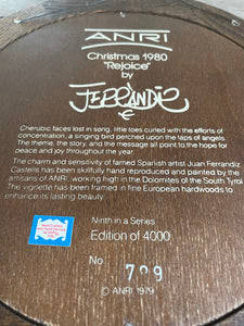 Christmas Wall Plaque, ‘Rejoice’ by Anri Company, 1980