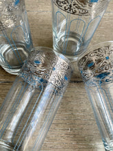 Load image into Gallery viewer, Silver and Blue Tom Collins/ Highball Glasses
