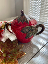Load image into Gallery viewer, Strawberry Cream &amp; Sugar Set with Jam Jar and Spoon Rest
