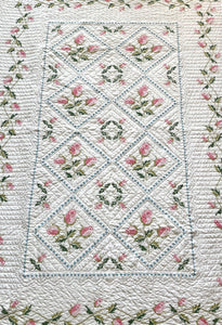 Embroidered Roses Twin Quilt