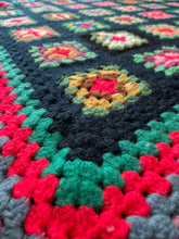 Load image into Gallery viewer, Navy/ Multi-Colored Granny Square Blanket
