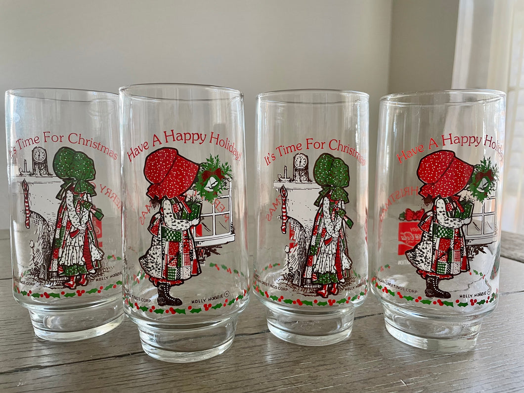 Vintage Coca-Cola Holly Hobbie Holiday Glasses