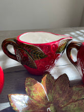 Load image into Gallery viewer, Strawberry Cream &amp; Sugar Set with Jam Jar and Spoon Rest
