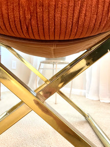 MCM Milo Baughman for Cal-Style Brass and Wood Director Chair