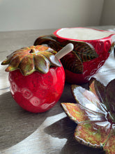 Load image into Gallery viewer, Strawberry Cream &amp; Sugar Set with Jam Jar and Spoon Rest
