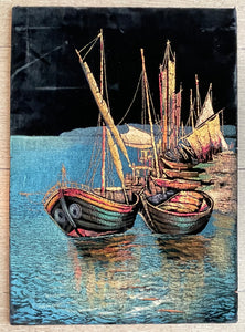 Velvet Painting of Ships on the Water